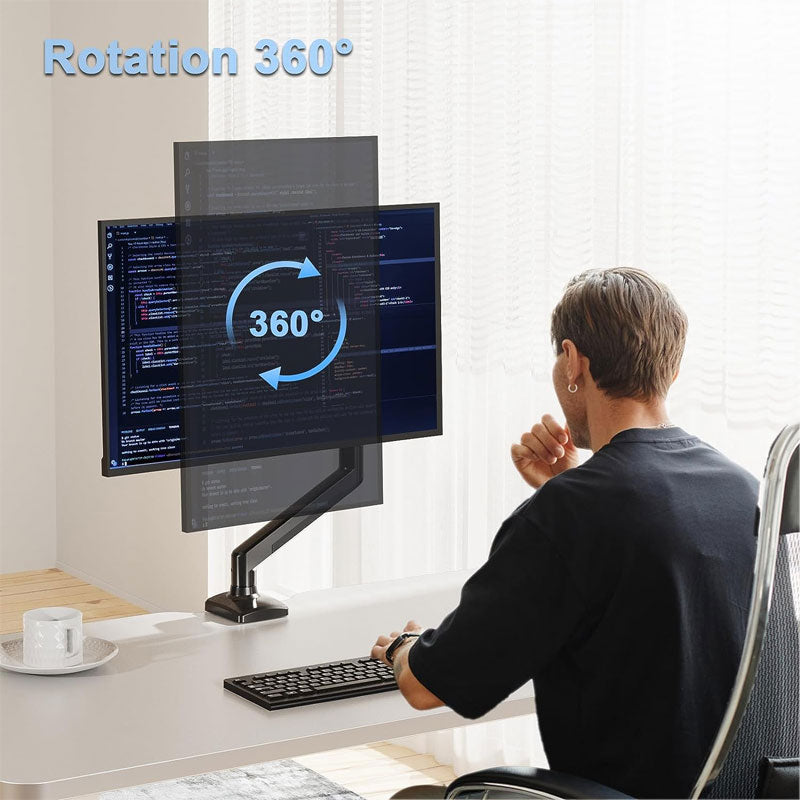 Single Monitor Mount Arm, Gas Spring Monitor Arm, Accommodates Monitors Up To 32", VESA Mount 75x75, 100x100