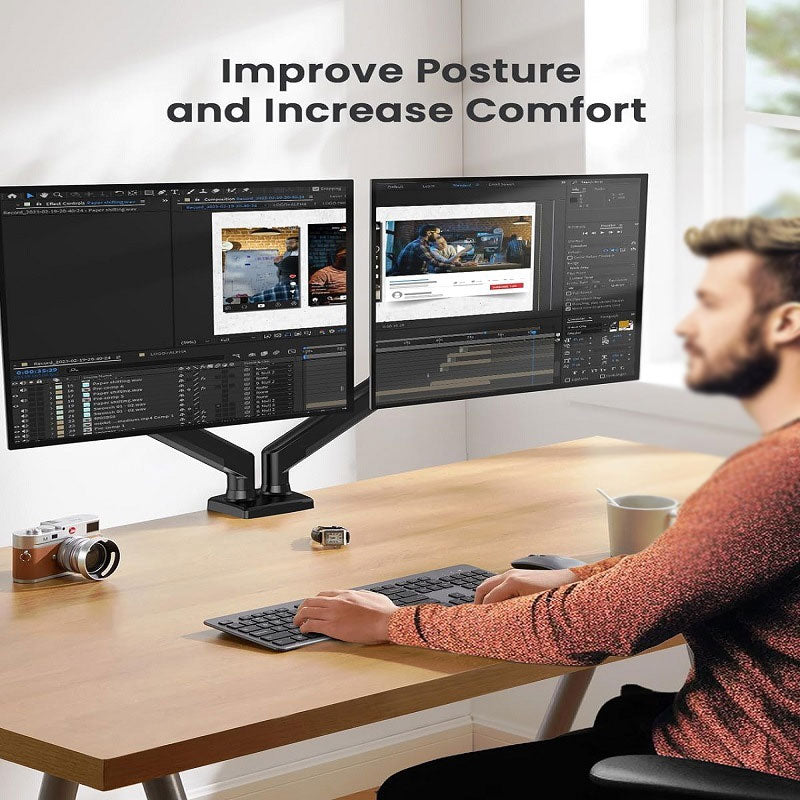 Dual Monitor Stand,Fits Up To 32" Screens, Supports Up To 22 Lbs Per Stand, Adjustable Dual Monitor Stand