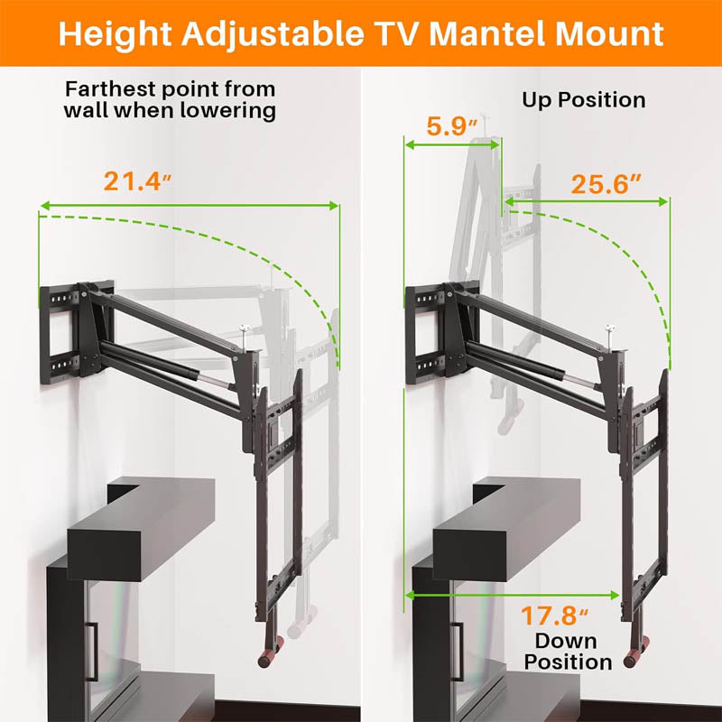 Motorized TV Mount with Height Adjust Drop Down TV Mount for Most 43" - 75" TVs up to 80lbs Max VESA 600x400mm