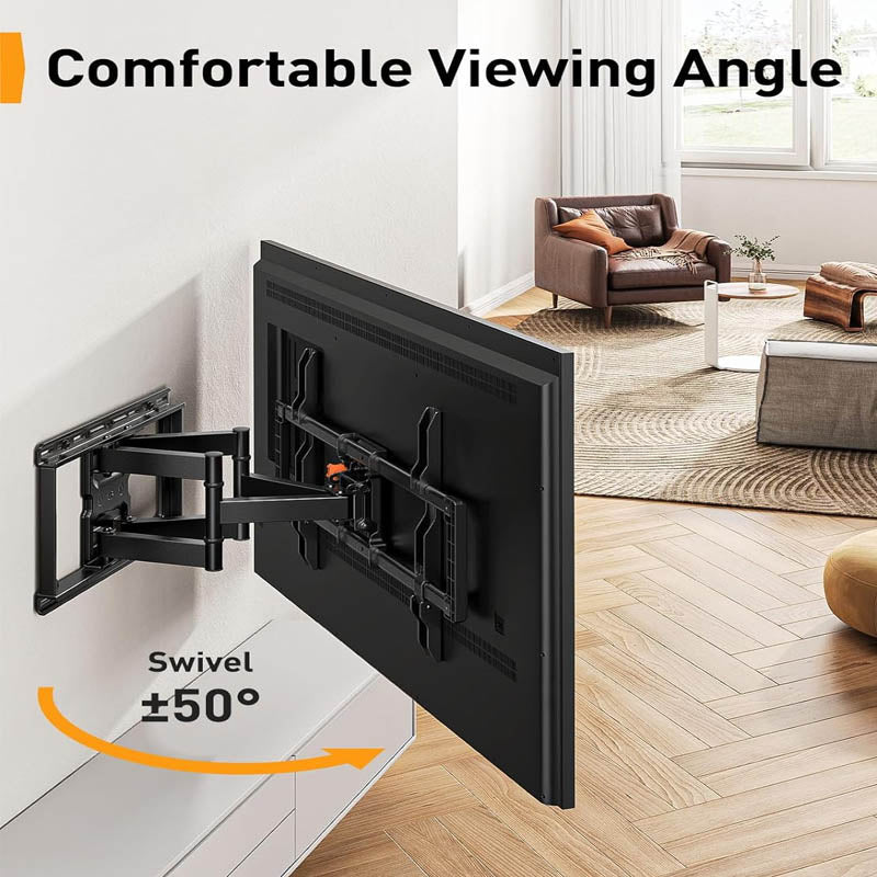 Motorized TV Mount Swivel Tall TV Stand for 42-85 inch TVs up to 132 lbs with Dual Articulating Arms
