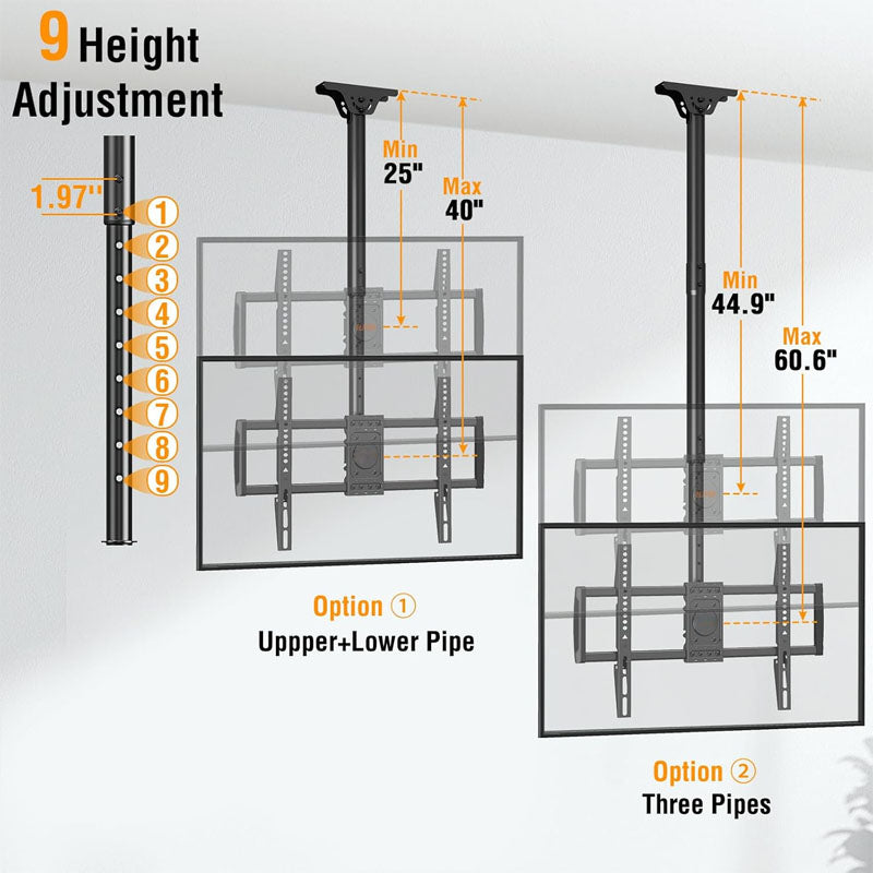 Motorized TV Mount 37-75 Inch LED LCD OLED Flat Curved TVs Hanging TV Bracket Swivel and Tilt Height Adjustable