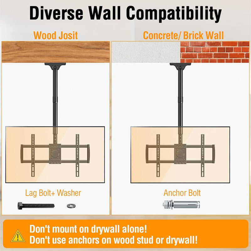 Motorized TV Mount 37-75 Inch LED LCD OLED Flat Curved TVs Hanging TV Bracket Swivel and Tilt Height Adjustable