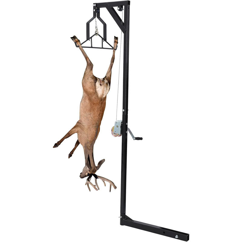 400 LBS Mounted Deer Hoist for Skinning Hunting Game Hoists with Lifting Winch Adjustable Height and 360 Degrees Swivel