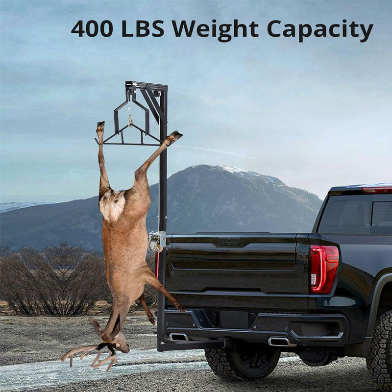 400 LBS Mounted Deer Hoist for Skinning Hunting Game Hoists with Lifting Winch Adjustable Height and 360 Degrees Swivel