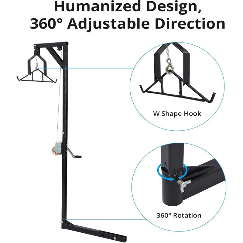 400 LBS Mounted Deer Hoist for Skinning Hunting Game Hoists with Lifting Winch Adjustable Height and 360 Degrees Swivel