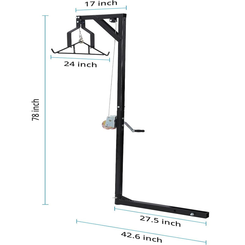 400 LBS Mounted Deer Hoist for Skinning Hunting Game Hoists with Lifting Winch Adjustable Height and 360 Degrees Swivel