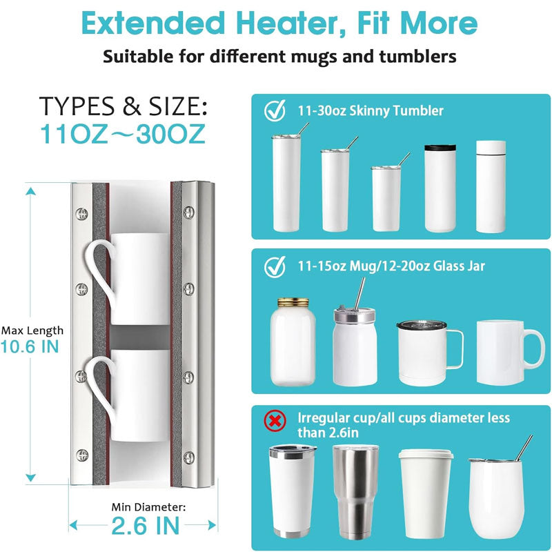 Drum Heat Press, Sublimation Press For 20oz To 30oz Drum, 11oz To 16oz Hot Cup Press With Heat Transfer Paper, Gloves, Tape, Suitable For Ceramic Mug