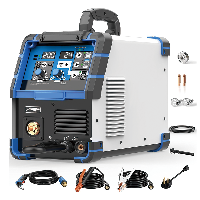 MIG Welder,200A 110V/220V Dual Voltage multiprocess welder,4 in 1 Flux MIG/Solid Wire/Lift TIG/Stick ARC Welder