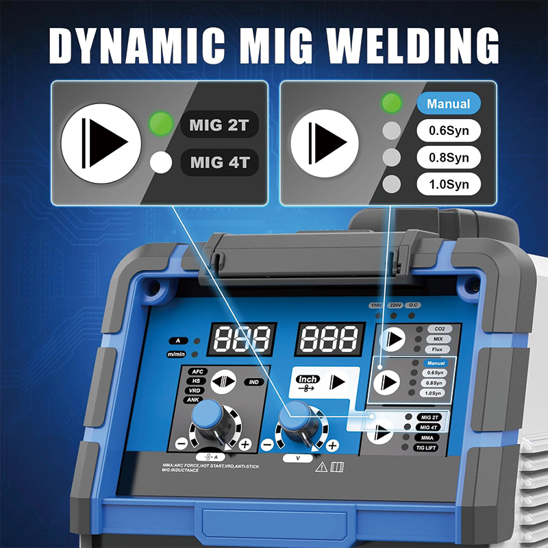 MIG Welder,200A 110V/220V Dual Voltage multiprocess welder,4 in 1 Flux MIG/Solid Wire/Lift TIG/Stick ARC Welder