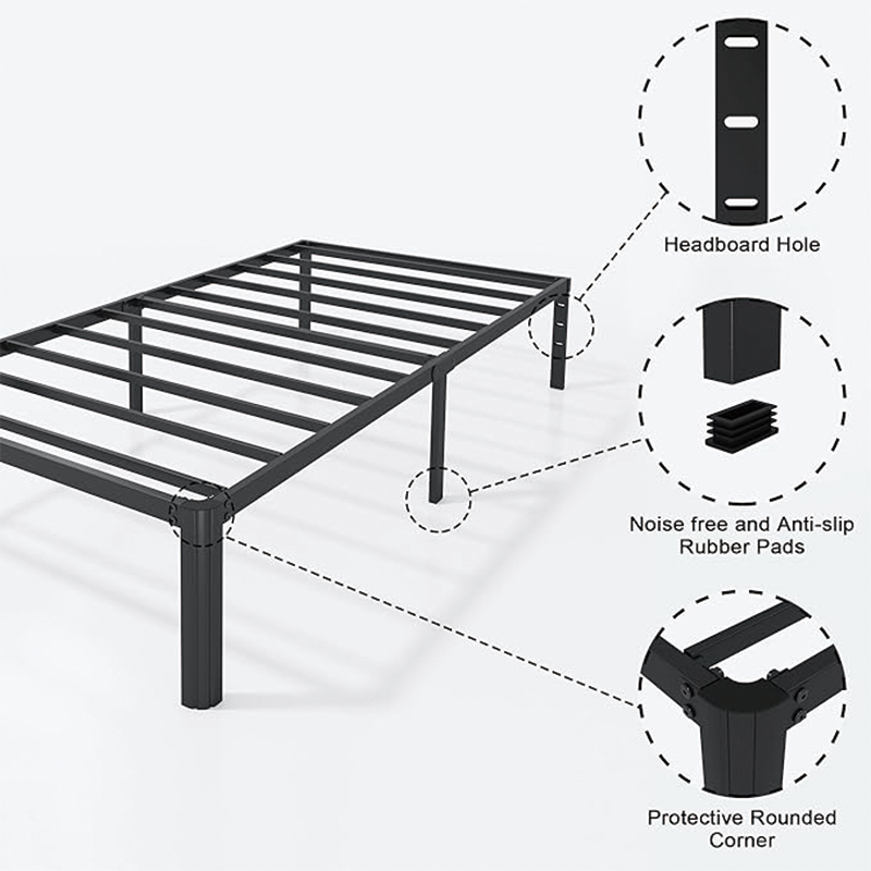 14 Inch Twin Bed Frame,No Box Spring Needed,Heavy Duty Metal Platform Twin Size Bed Frames Space Under Double Basic Steel Slats Platform,Easy Assembly, Noise Free