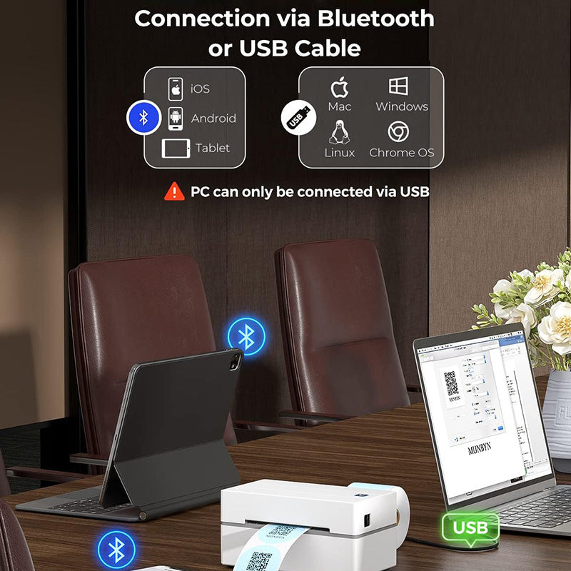 4x6 Thermal Shipping Label Printer Bluetooth Thermal Label Printer for Shipping Packages