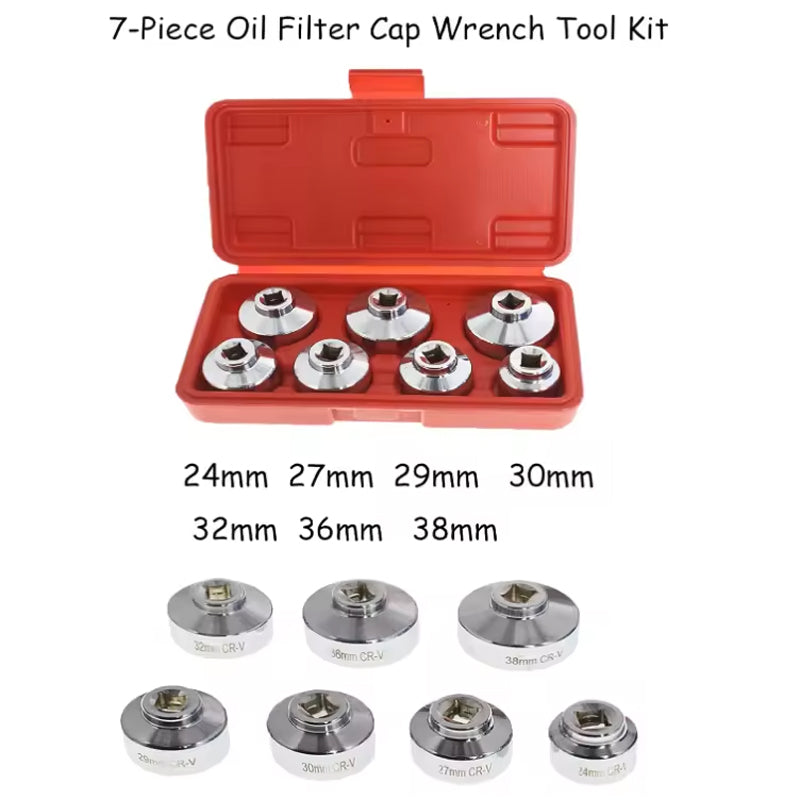 7Pcs Oil Filter Wrench Socket Set 3/8-Inch Drive Car Accessories Disassembly Tool Sturdy Fuel Filter Cap Removal Tool Set
