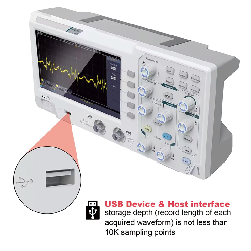 Digital Oscilloscope, 110mhz Bandwidth Digital Oscilloscope with 2 Channels 7-inch Color Screen, Portable Professional Oscilloscope Kit