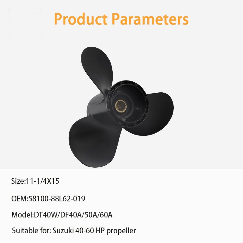 General Purpose Propeller, Suzuki Outboard Motor Blade, Marine Propeller, Swing Blade Outboard Motor Three-Blade Propeller