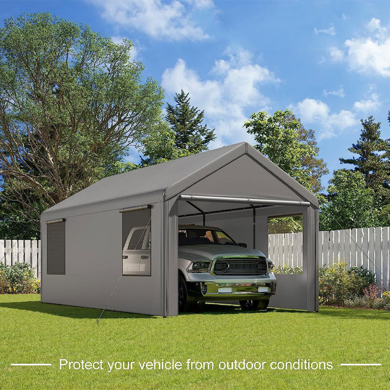 Portable Garage Car Awning, Waterproof Sun Protection Car Shed With Removable Side Wall Awning