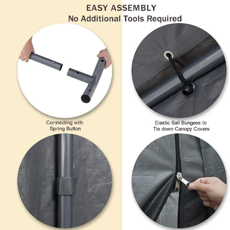 Portable Garage Car Awning, Waterproof Sun Protection Car Shed With Removable Side Wall Awning