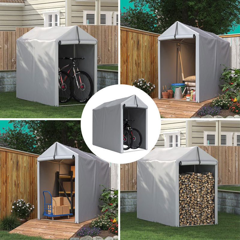 Portable Heavy Duty Carport With Roll-Up Zipper Door, Bicycle Outdoor Storage Shed