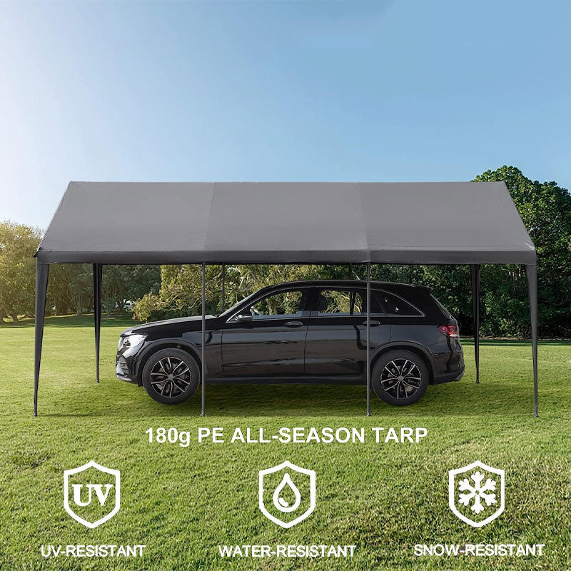 Portable Garage Car Awning, Waterproof Sun Protection Car Shed With Removable Side Wall Awning