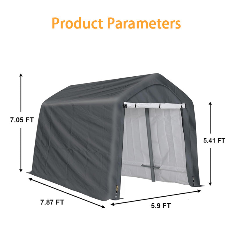 Heavy Duty Storage Shed, Portable Shed Carport With Roll-Up Shutter Waterproof And UV Resistant For Motorcycles, Bicycles Or Garden Tools