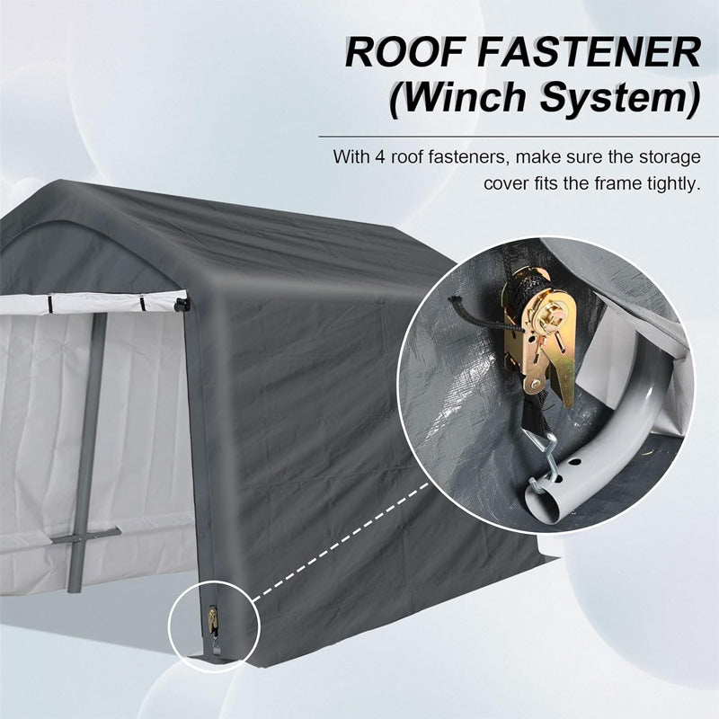 Heavy Duty Storage Shed, Portable Shed Carport With Roll-Up Shutter Waterproof And UV Resistant For Motorcycles, Bicycles Or Garden Tools