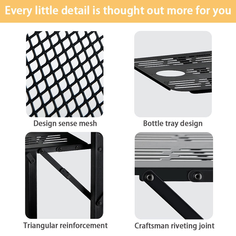 Outdoor Mobile Kitchen Table, Camping Picnic Stove Tableware Folding Portable Multifunctional Aluminum Alloy Table