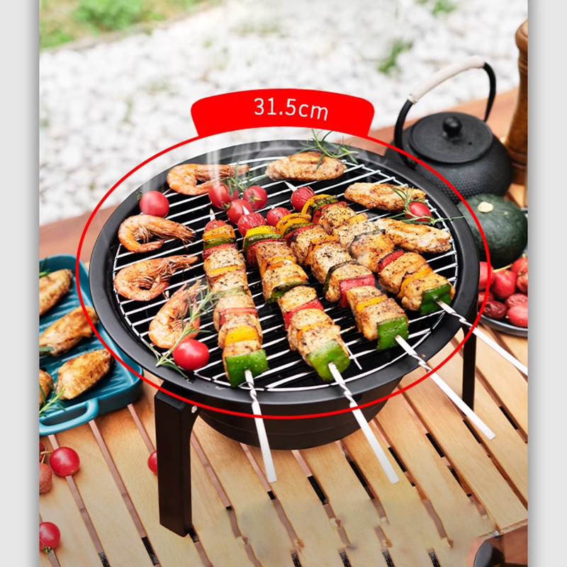 Barbecue Grill Picnic Camping Portable Barbecue Grill Outdoor Wild Charcoal Barbecue Grill Home Small Fire Stove Stove Tea Brewing Set