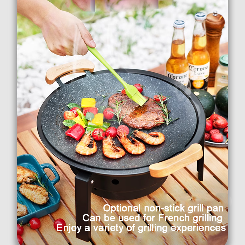 Barbecue Grill Picnic Camping Portable Barbecue Grill Outdoor Wild Charcoal Barbecue Grill Home Small Fire Stove Stove Tea Brewing Set