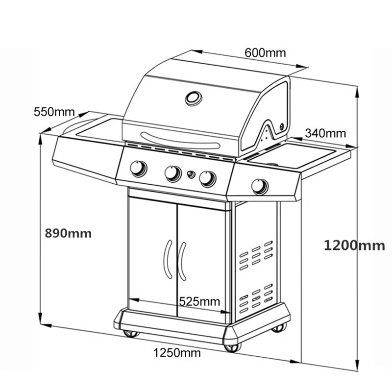Outdoor American Professional Barbecue Grill Courtyard Villa Gas Household Stainless Steel Barbecue Grill Gas Charcoal Dual Use
