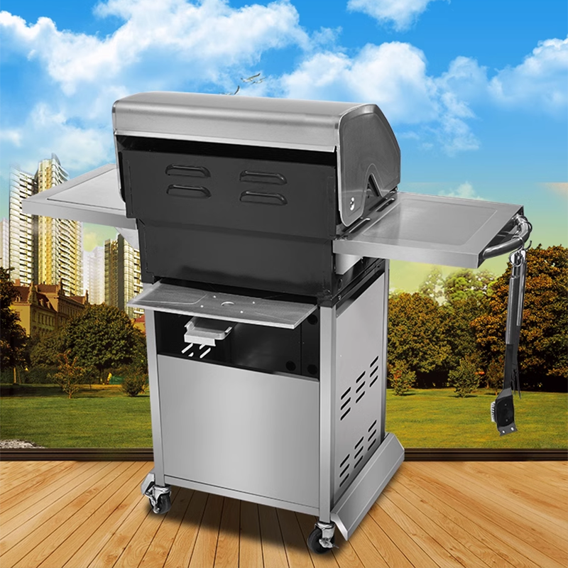 Outdoor American Professional Barbecue Grill Courtyard Villa Gas Household Stainless Steel Barbecue Grill Gas Charcoal Dual Use