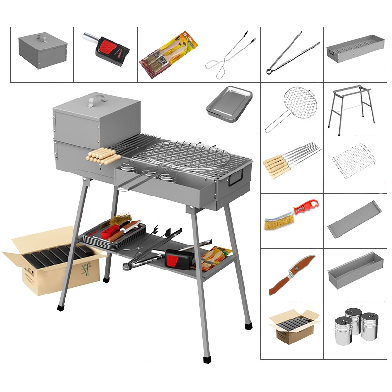 260mm Wide Thickened Barbecue Grill Outdoor Commercial Stall Charcoal Grill Grill Fish Grill Grill Skewers Grill Folding Barbecue Grill