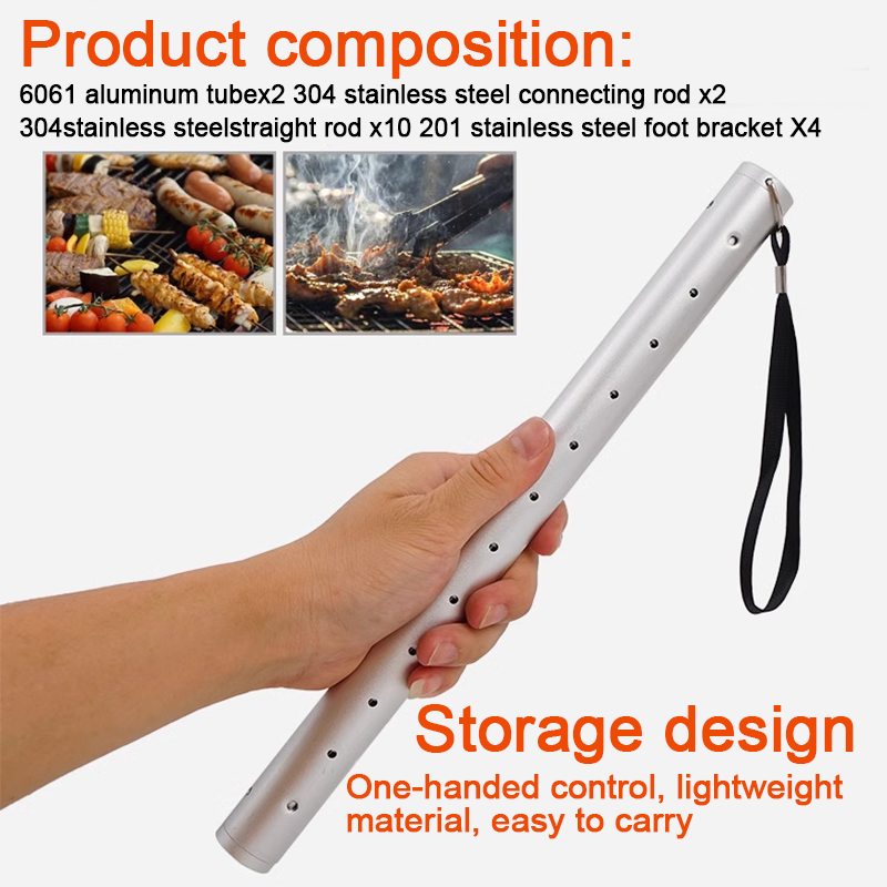 Outdoor Stainless Steel Tubular Barbecue Bracket Portable Stove Bbq Barbecue Rack Household Charcoal Assembly Barbecue Tools