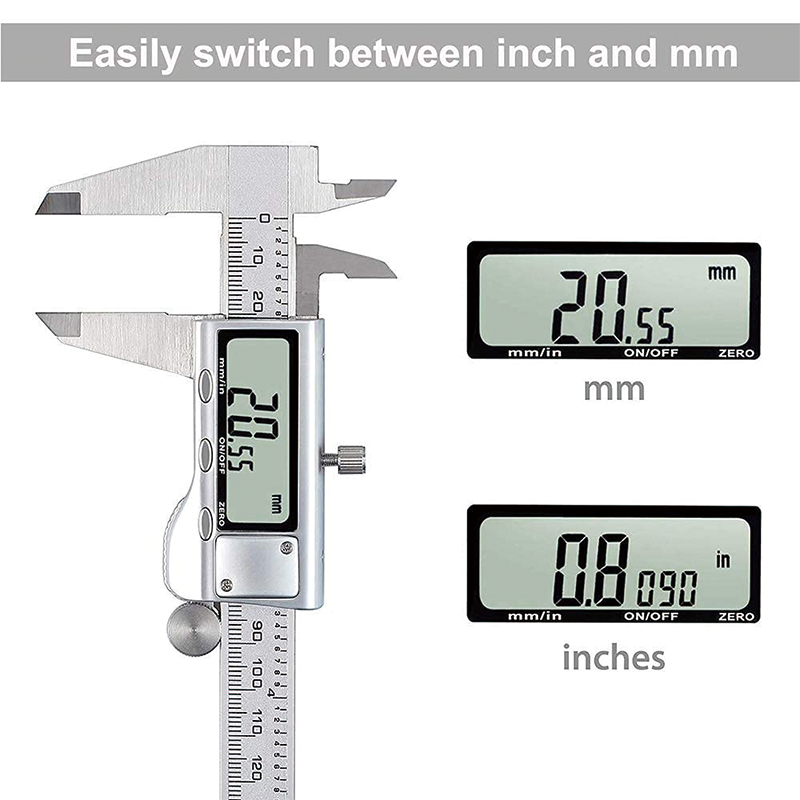 Digital Caliper, 6 Inch Caliper Measuring Tool with Large LCD Screen, Inch and Millimeter Conversion