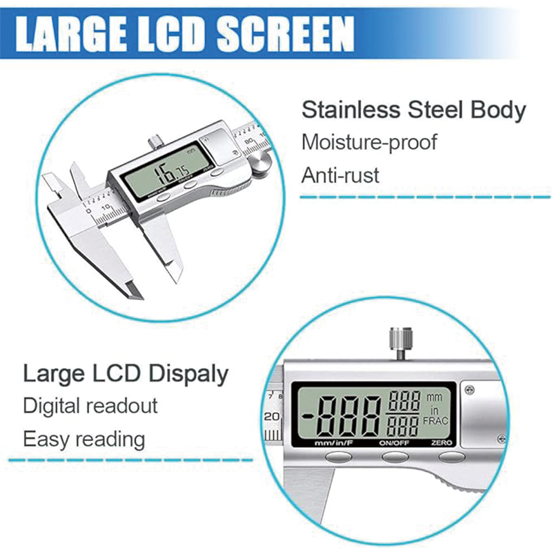 Digital Caliper, Calipers Measuring Tool 0-6", Electronic Micrometer Caliper with Large LCD Screen,Inch and Millimeter Conversion, Two Batteries Included