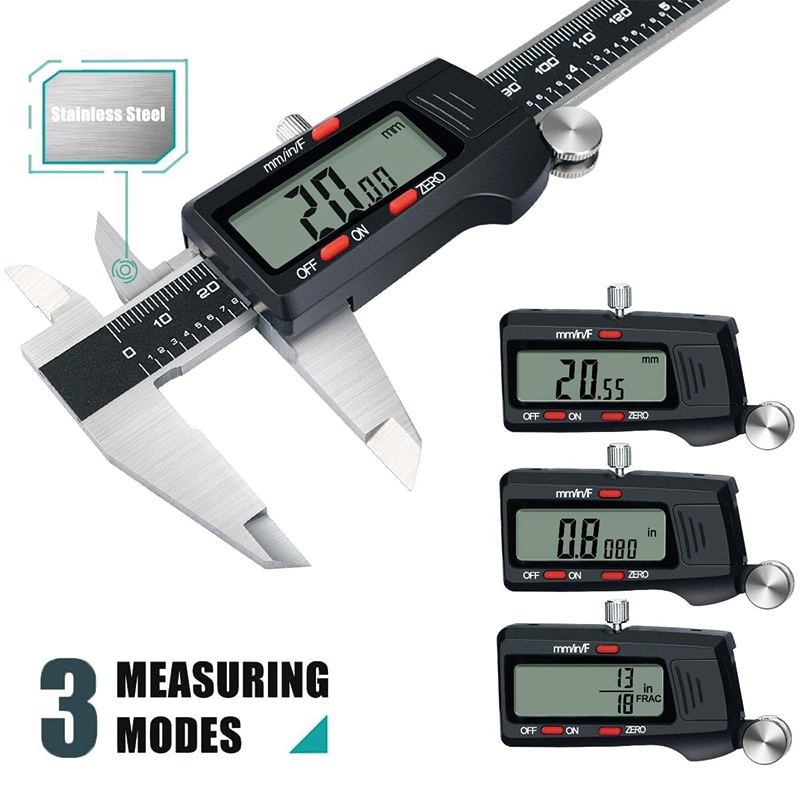 Digital Caliper, 6" Calipers Measuring Tool, Stainless Steel, Large LCD Screen, Inch Metric Fraction Conversion