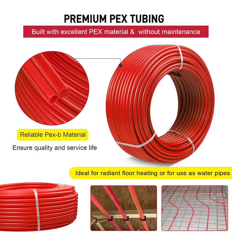 PEX-B Pipe Oxygen Barrier 1/2 Inch 300ft 1 Rolls PEX Tubing Durable Leakage-Proof Flexible PEX Pipe for Residential Water Lines in Homes