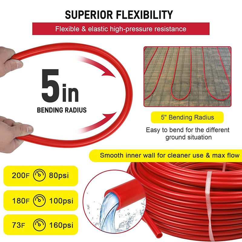 PEX-B Pipe Oxygen Barrier 1/2 Inch 300ft 1 Rolls PEX Tubing Durable Leakage-Proof Flexible PEX Pipe for Residential Water Lines in Homes