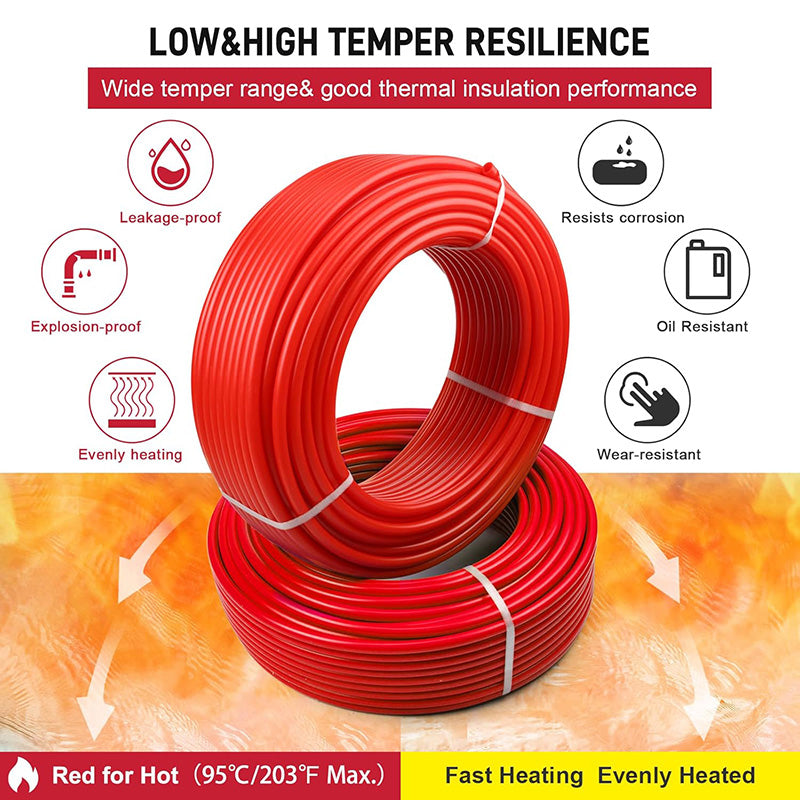 PEX-B Pipe Oxygen Barrier 1/2 Inch 300ft 1 Rolls PEX Tubing Durable Leakage-Proof Flexible PEX Pipe for Residential Water Lines in Homes