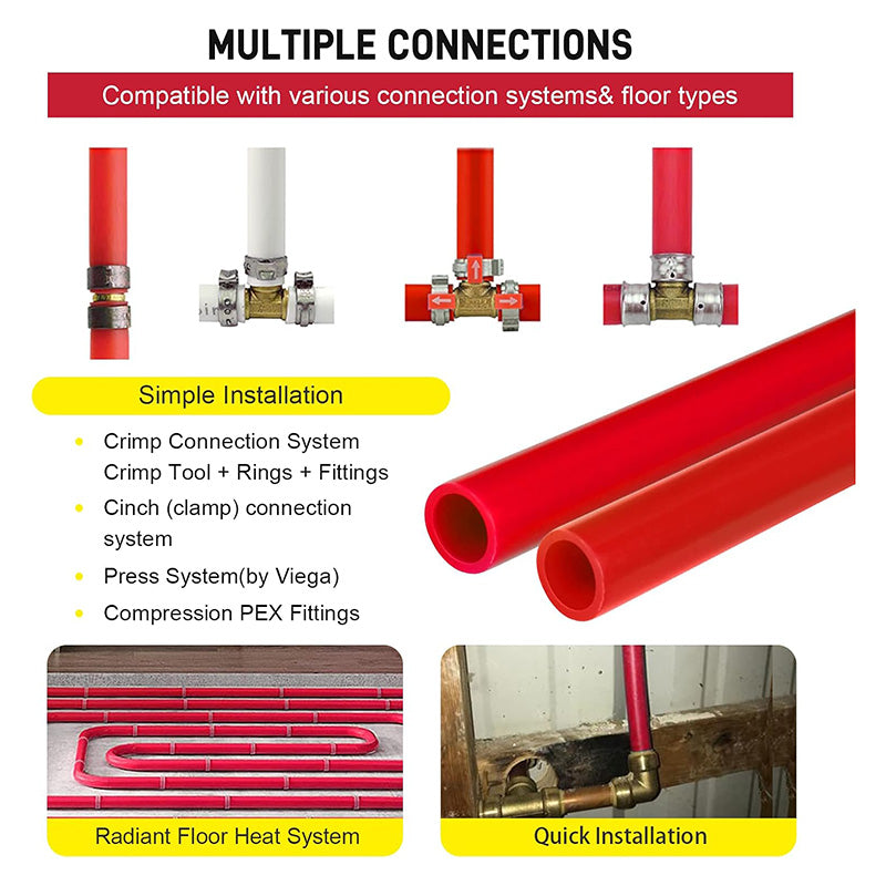 PEX-B Pipe Oxygen Barrier 1/2 Inch 300ft 1 Rolls PEX Tubing Durable Leakage-Proof Flexible PEX Pipe for Residential Water Lines in Homes