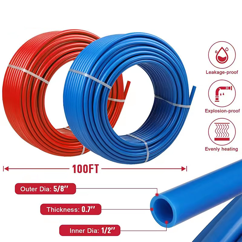 PEX Pipes HVAC Fitting Expander Air Conditioner Gas Type 2 Rolls of 1/2 Inch X 100 Feet PEX Tubing Non Oxygen Barrier