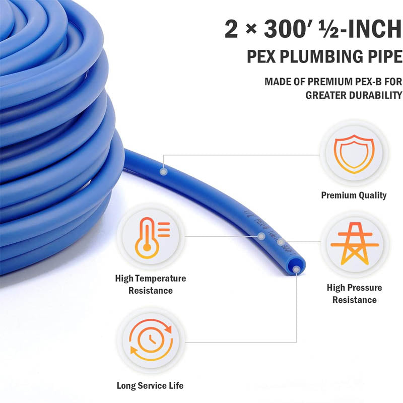 PEX Tubing Oxygen Barrier 2 Rolls of 1/2 Inch X 300 Feet Tube Coil for Residential Commercial Radiant Floor Heating Pex Pipe