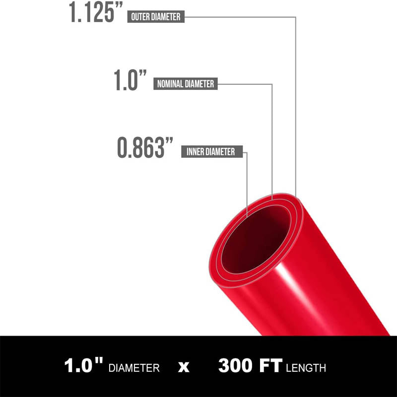 PEX Tubing for Plumbing, Red Pex Tubing 1 Inch x 300 Ft Pex Tube Coil for Hot & Cold Water Plumbing