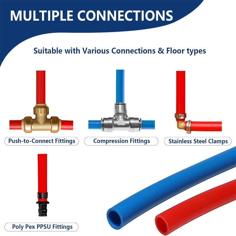 1/2 Inch 2 x 100FT PEX Tubing Pex B Tubing for Hot/Cold Water Plumbing Radiant Heat Floor Heating Plumbing Red&Blue