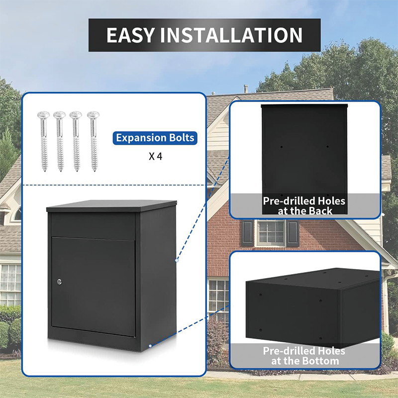 Package Delivery Boxes for Outside,Galvanized Steel Parcel Mailbox, Wall Mounted Lockable Anti-Theft for Porch,22.83"x17.32"x14.17",for Porch, Curbside