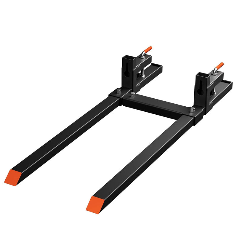 Clip-On Pallet Forks, Tractor Bucket Forks, With Adjustable Stabilizer Bar