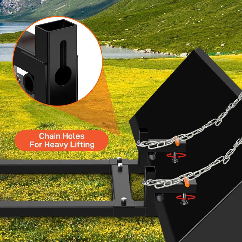 Clip-On Pallet Forks, Tractor Bucket Forks, With Adjustable Stabilizer Bar