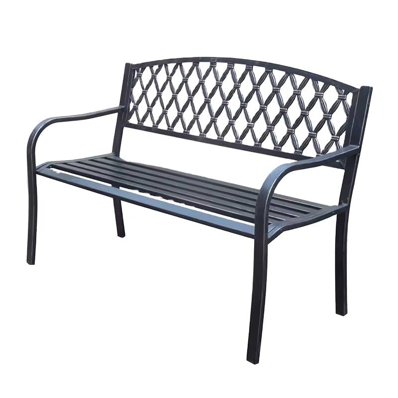 Garden Bench Outdoor Benches Park Bench Cast Iron Back Metal Bench Patio Bench with for Lawn Yard Porch