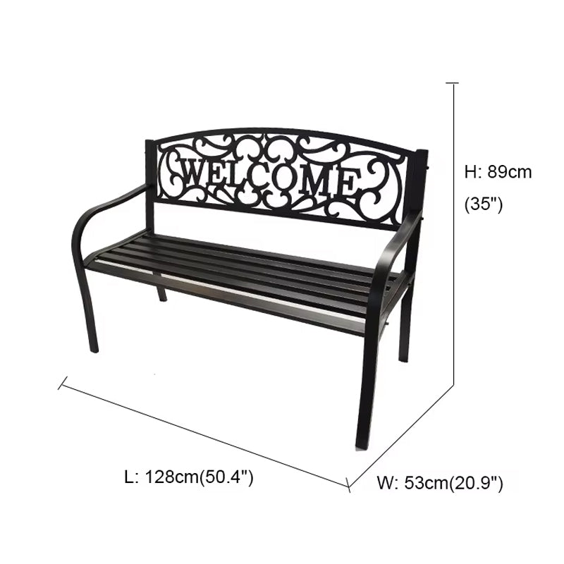 Garden Bench Outdoor Benches Park Bench Cast Iron Back Metal Bench Patio Bench with for Lawn Yard Porch