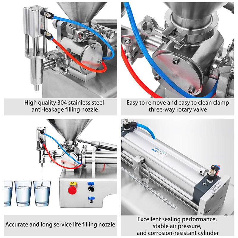 50-500ml Horizontal Pneumatic Piston Filler Liquid and Paste Filling Machine Semi-Automatic Paste Dispenser for Oil Cream Lotion Honey Butter