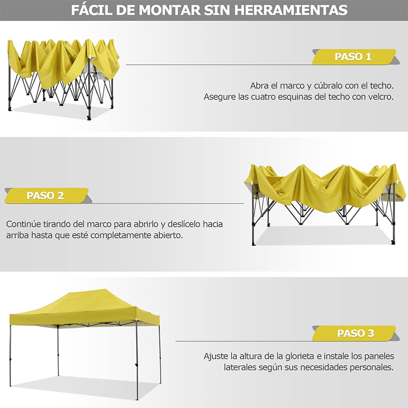 Patio Gazebo 3x4.5m Waterproof, Folding Gazebo Party Tent, Garden Gazebo Uv Protection With 4 Side Panels, Festival Party Tent Sun Protection Gazebo