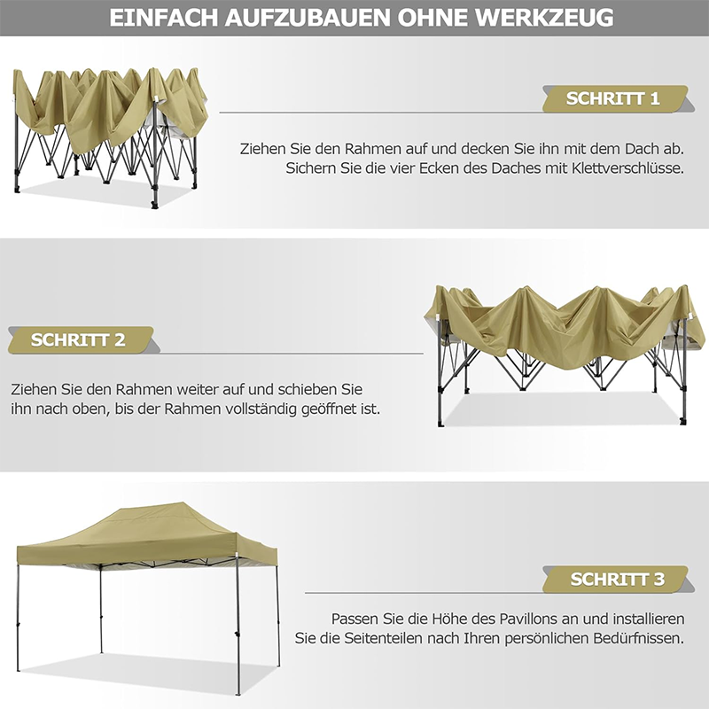 Garden Gazebo Uv Protection, Festival Party Tent Sun Protection Gazebo, Khaki